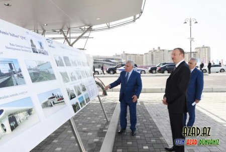 İlham Əliyev yeni elektrik qatarında - fotolar